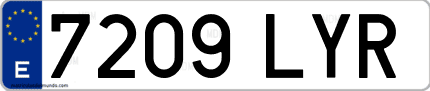 Ejemplo de matrícula de coche ordinaria 7209 LYR