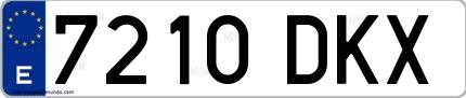 Ejemplo de matrícula española 7210 DKX