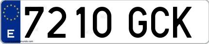 Ejemplo de matrícula española 7210 GCK