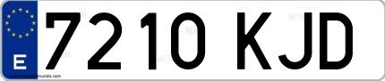 Ejemplo de matrícula española 7210 KJD