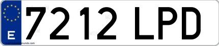 Ejemplo de matrícula española 7212 LPD