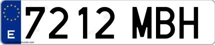 Ejemplo de matrícula española 7212 MBH