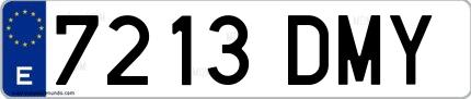 Ejemplo de matrícula española 7213 DMY