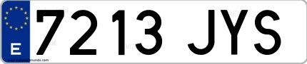 Ejemplo de matrícula española 7213 JYS