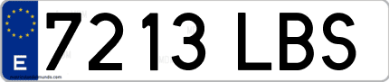 Ejemplo de matrícula de coche ordinaria 7213 LBS