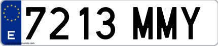 Ejemplo de matrícula de coche ordinaria 7213 MMY