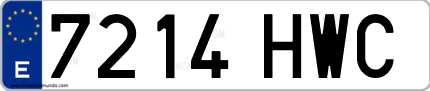Ejemplo de matrícula de coche ordinaria 7214 HWC