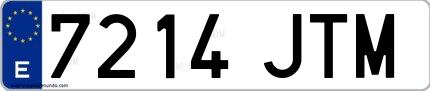 Ejemplo de matrícula española 7214 JTM