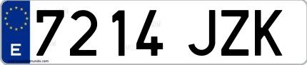 Ejemplo de matrícula española 7214 JZK