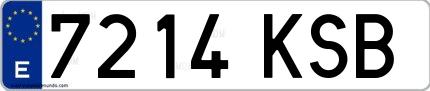 Ejemplo de matrícula española 7214 KSB