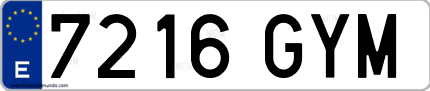 Ejemplo de matrícula de coche ordinaria 7216 GYM