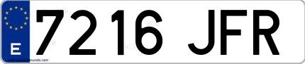 Ejemplo de matrícula española 7216 JFR