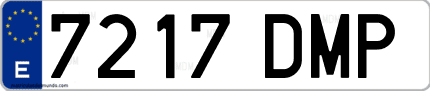 Ejemplo de matrícula de coche ordinaria 7217 DMP