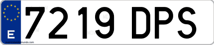 Ejemplo de matrícula de coche ordinaria 7219 DPS