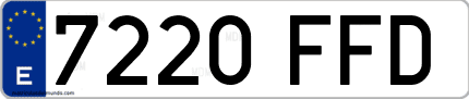 Ejemplo de matrícula de coche ordinaria 7220 FFD