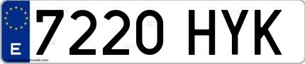 Ejemplo de matrícula española 7220 HYK