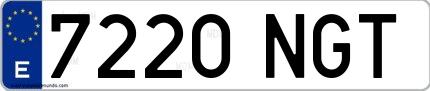 Ejemplo de matrícula española 7220 NGT