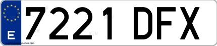 Ejemplo de matrícula española 7221 DFX