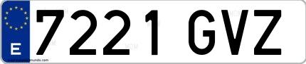 Ejemplo de matrícula española 7221 GVZ