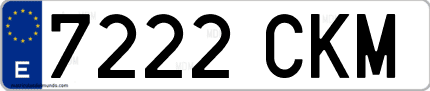 Ejemplo de matrícula de coche ordinaria 7222 CKM