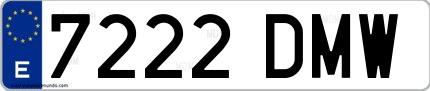 Ejemplo de matrícula española 7222 DMW