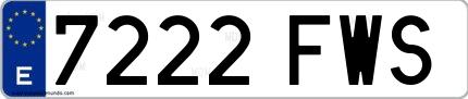 Ejemplo de matrícula española 7222 FWS