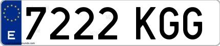 Ejemplo de matrícula española 7222 KGG