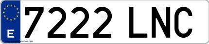 Ejemplo de matrícula española 7222 LNC