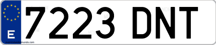 Ejemplo de matrícula de coche ordinaria 7223 DNT
