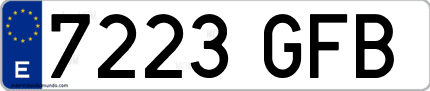 Ejemplo de matrícula de coche ordinaria 7223 GFB