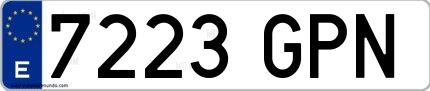 Ejemplo de matrícula española 7223 GPN