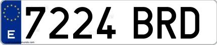 Ejemplo de matrícula española 7224 BRD