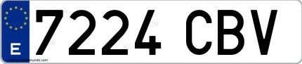 Ejemplo de matrícula española 7224 CBV