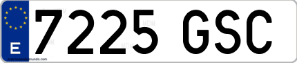 Ejemplo de matrícula de coche ordinaria 7225 GSC