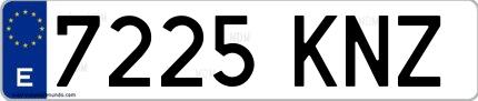 Ejemplo de matrícula española 7225 KNZ