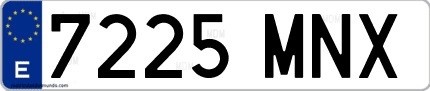 Ejemplo de matrícula de coche ordinaria 7225 MNX