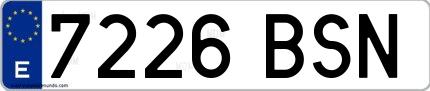 Ejemplo de matrícula española 7226 BSN
