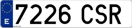 Ejemplo de matrícula española 7226 CSR