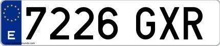 Ejemplo de matrícula española 7226 GXR