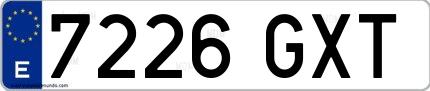 Ejemplo de matrícula española 7226 GXT