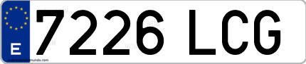 Ejemplo de matrícula de coche ordinaria 7226 LCG