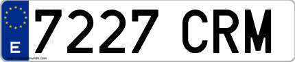 Ejemplo de matrícula de coche ordinaria 7227 CRM