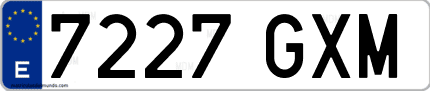 Ejemplo de matrícula de coche ordinaria 7227 GXM