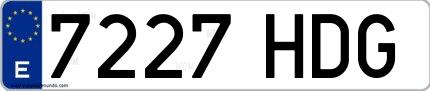 Ejemplo de matrícula española 7227 HDG