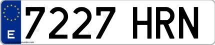 Ejemplo de matrícula española 7227 HRN
