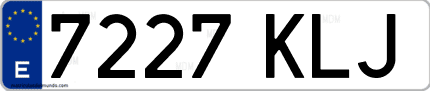 Ejemplo de matrícula de coche ordinaria 7227 KLJ