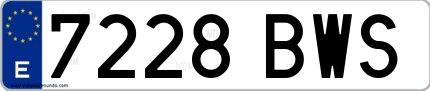 Ejemplo de matrícula española 7228 BWS