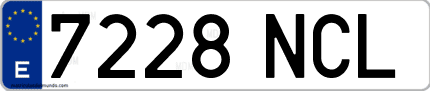 Ejemplo de matrícula de coche ordinaria 7228 NCL