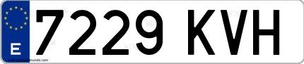 Ejemplo de matrícula española 7229 KVH