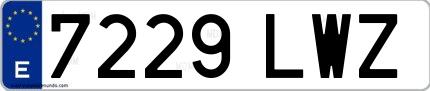Ejemplo de matrícula española 7229 LWZ